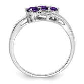 Sterling Silver Rhodium-plated Amethyst and Diamond Ring